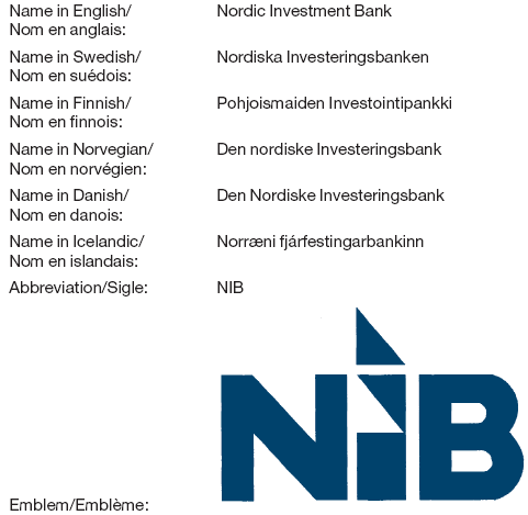 Abbildung Name, Abkürzung und Emblem der Nordischen Investitionsbank (BGBl. I 2002 S. 3757)