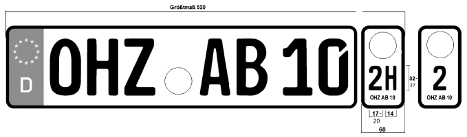 Abbildung einzeiliges Wechselkennzeichen (BGBl. I 2012 S. 107)